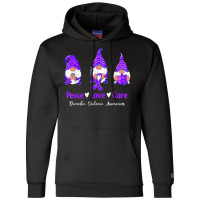 Peace Love Gnomes Purple Ribbon Domestic Violence Awareness T Shirt Champion Hoodie | Artistshot