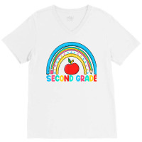 Rainbow Second Grade 2nd Grade Back To School Teacher Kids T Shirt V-neck Tee | Artistshot