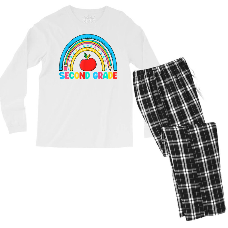 Rainbow Second Grade 2nd Grade Back To School Teacher Kids T Shirt Men's Long Sleeve Pajama Set | Artistshot