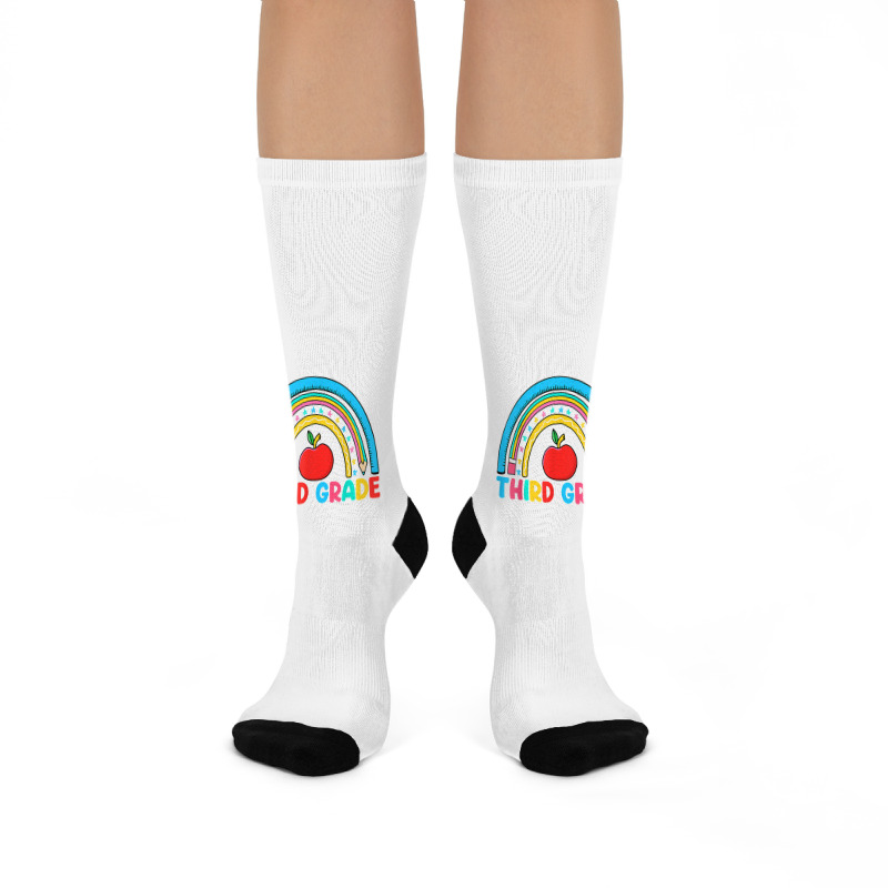 Rainbow Third Grade 3rd Grade Back To School Teacher Student T Shirt Crew Socks | Artistshot