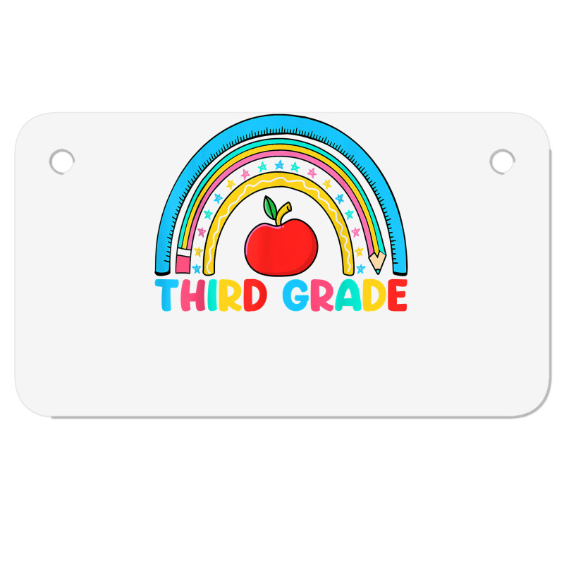 Rainbow Third Grade 3rd Grade Back To School Teacher Student T Shirt Motorcycle License Plate | Artistshot