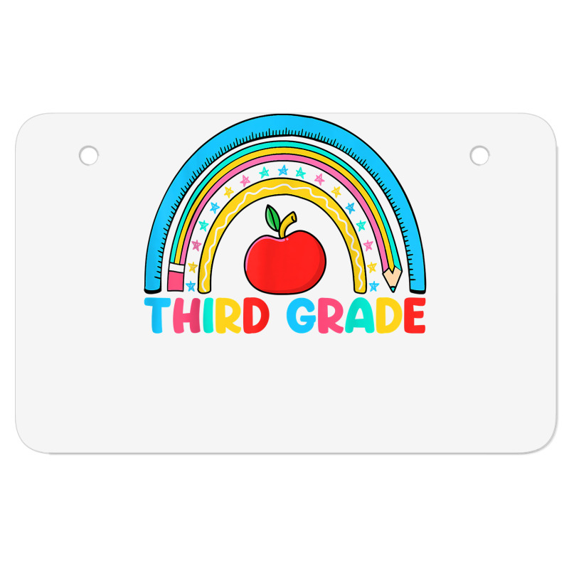 Rainbow Third Grade 3rd Grade Back To School Teacher Student T Shirt Atv License Plate | Artistshot