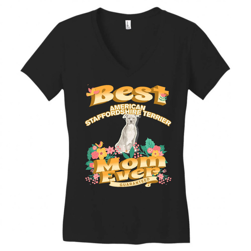 Dog Moms T  Shirt Best American Staffordshire Terrier  Mom   Dog Mom, Women's V-Neck T-Shirt by elephantjellyfish | Artistshot