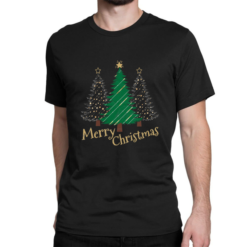 Merry Christmas Trees With Bright Garlands Classic T-shirt by farisdi | Artistshot