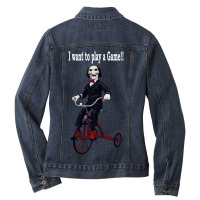 Saw Trike Play A Game Horror Bike Ladies Denim Jacket | Artistshot