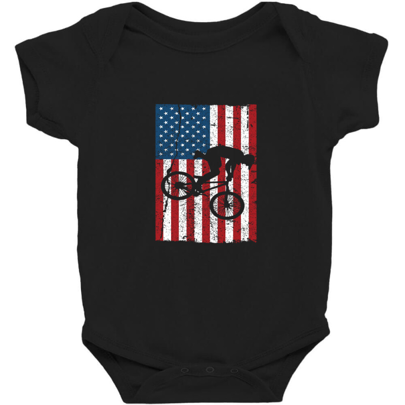 Vintage American Flag Bike Racing Gifts Kids Bmx Baby Bodysuit by farisdi | Artistshot