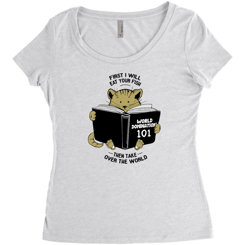 Cat World Domination Women's Triblend Scoop T-shirt by tonyhaddearts | Artistshot