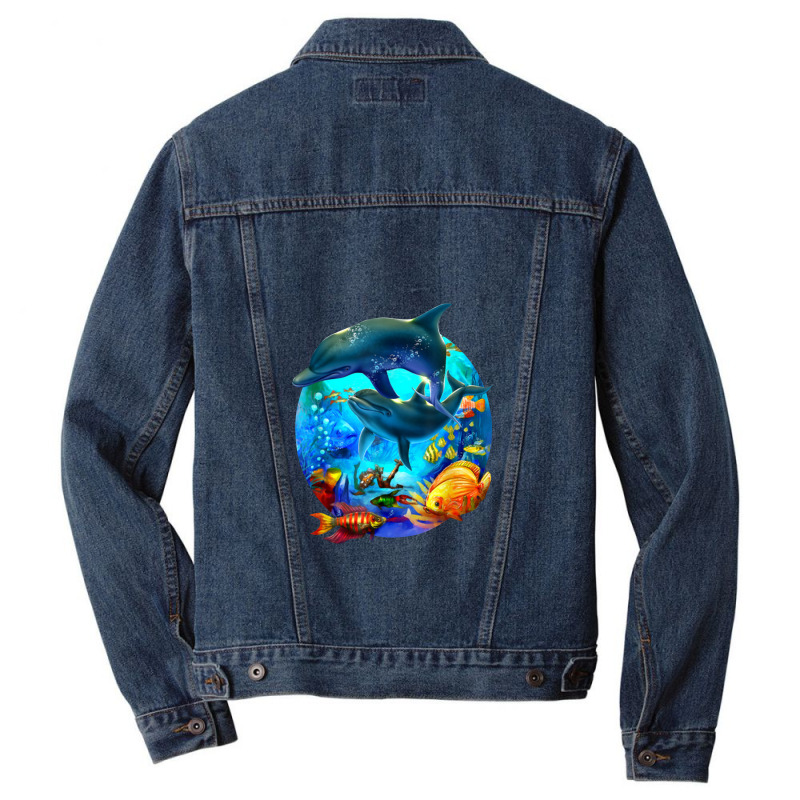 Dolphin Sea Life Save The Ocean Marine Biology Aquarium Men Denim Jacket | Artistshot