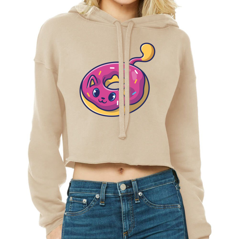 Cute Cat In A Doughnut Cropped Hoodie | Artistshot