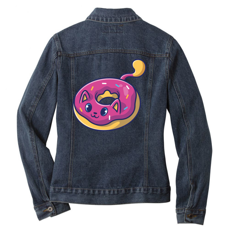 Cute Cat In A Doughnut Ladies Denim Jacket | Artistshot