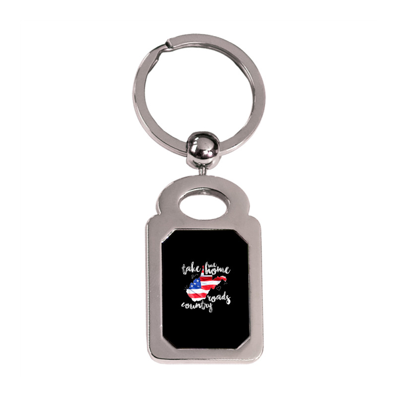 Wv Country Roads Enlarged Version West Virginia T Shirt Silver Rectangle Keychain | Artistshot