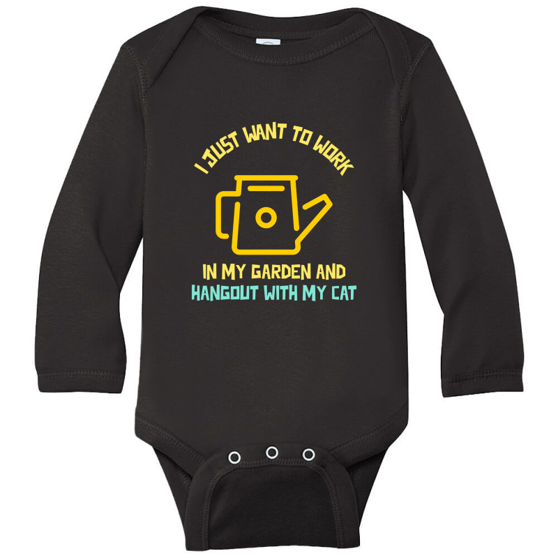 I Just Want To Work In My Garden And Hangout With My Cat Long Sleeve Baby Bodysuit by Favorite | Artistshot