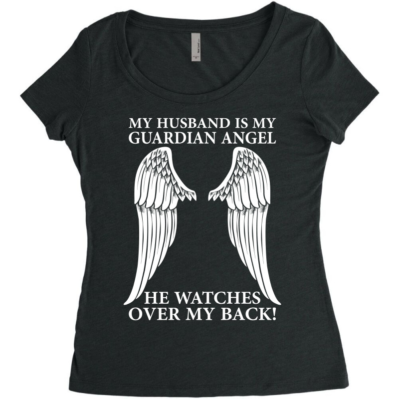 My Husband Is My Guardian Angel Women's Triblend Scoop T-shirt | Artistshot