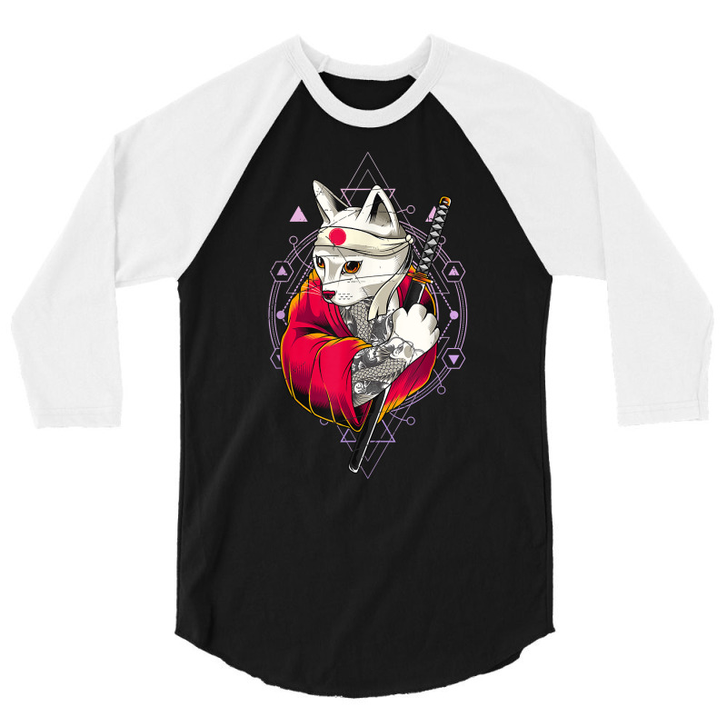 Pagan Occult Japan Flag Kawaii Anime Cat Samurai Pastel Goth T Shirt 3/4 Sleeve Shirt by valerietaverna | Artistshot