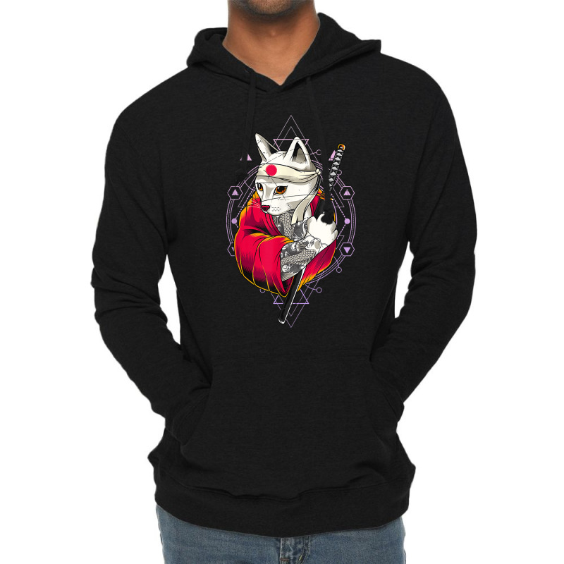 Pagan Occult Japan Flag Kawaii Anime Cat Samurai Pastel Goth T Shirt Lightweight Hoodie by valerietaverna | Artistshot