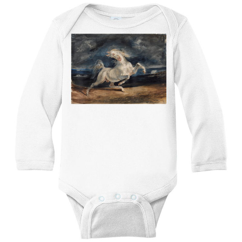 Delacroix Famous Painting Horse Frightened By A Thunderstorm T Shirt Long Sleeve Baby Bodysuit by corni3t6 | Artistshot