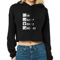 Japanese Letters For Anime Lover Eat Sleep Anime Repeat Cropped Hoodie | Artistshot