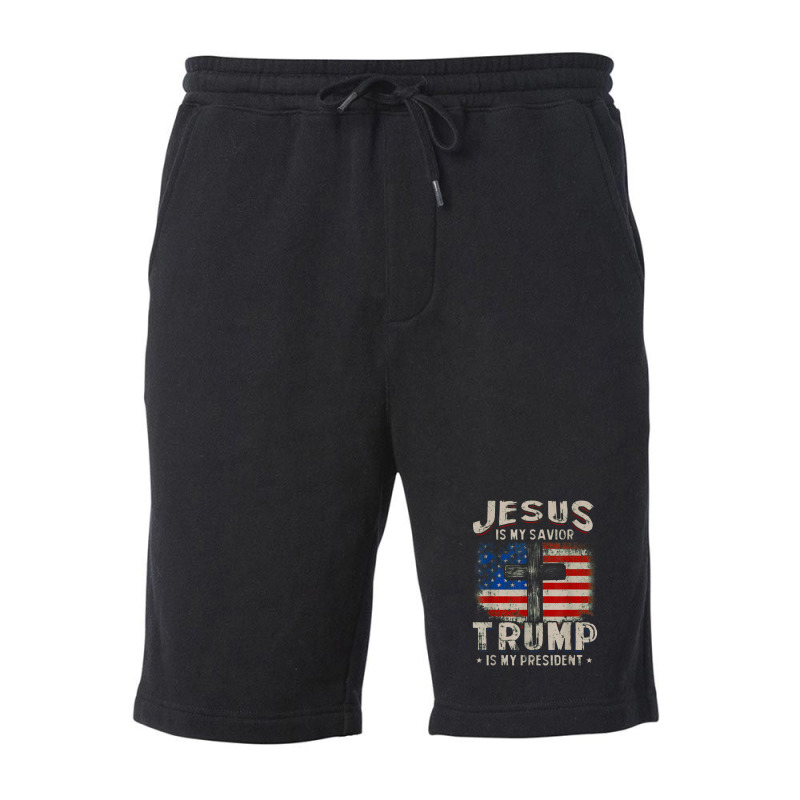 Jesus Is My Savior Trump Is My President Fleece Short | Artistshot