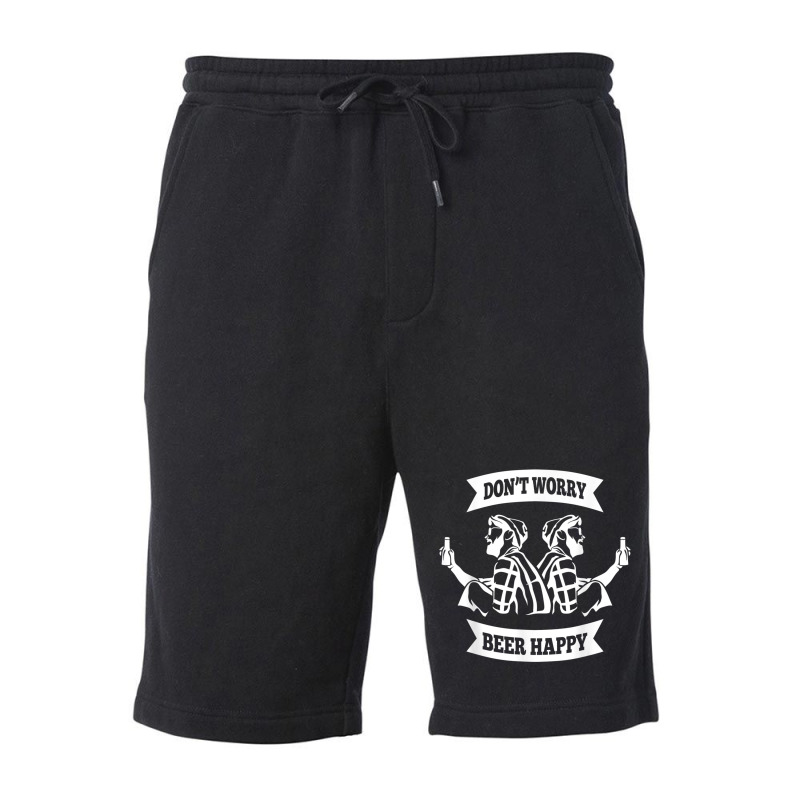 Beer Don't Worry Beer Happy Funny Retro Beer & Oktoberfest Fleece Short by criticizematter | Artistshot