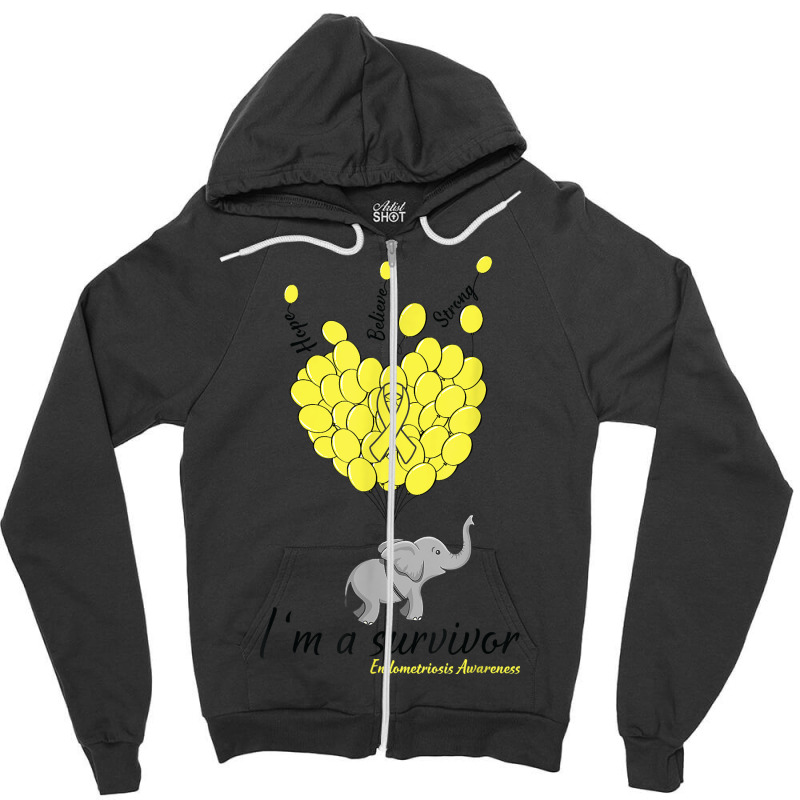 Elephant I'm A Survivor Heart Endometriosis Awareness Gift T Shirt Zipper Hoodie by corni3t6 | Artistshot