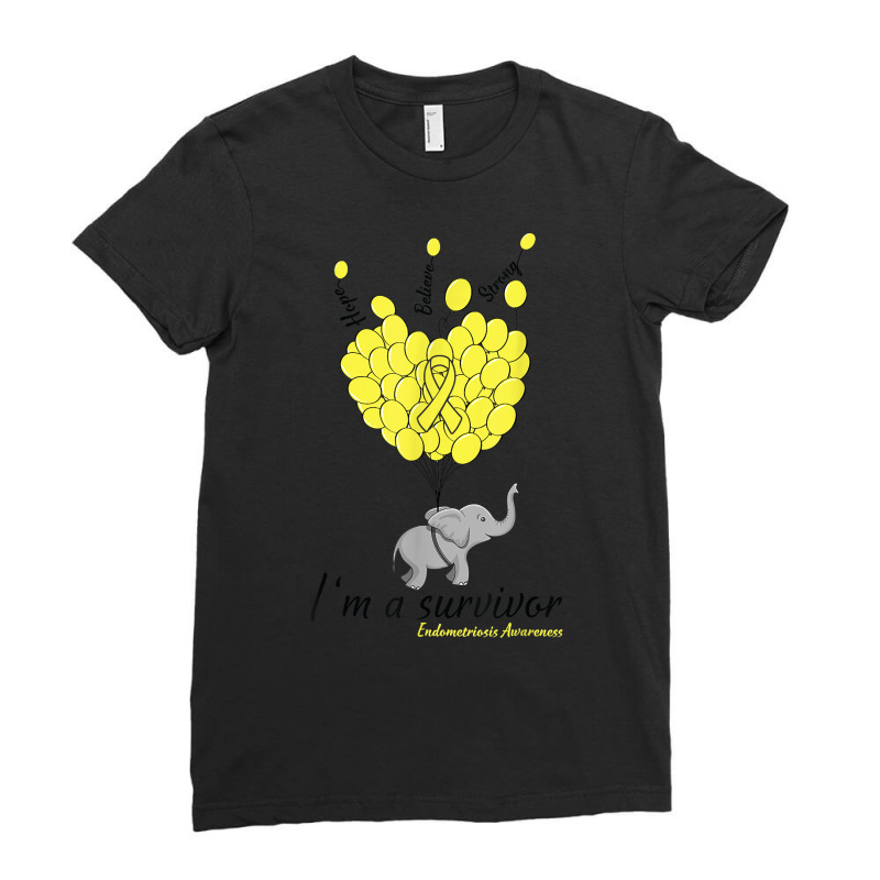 Elephant I'm A Survivor Heart Endometriosis Awareness Gift T Shirt Ladies Fitted T-Shirt by corni3t6 | Artistshot