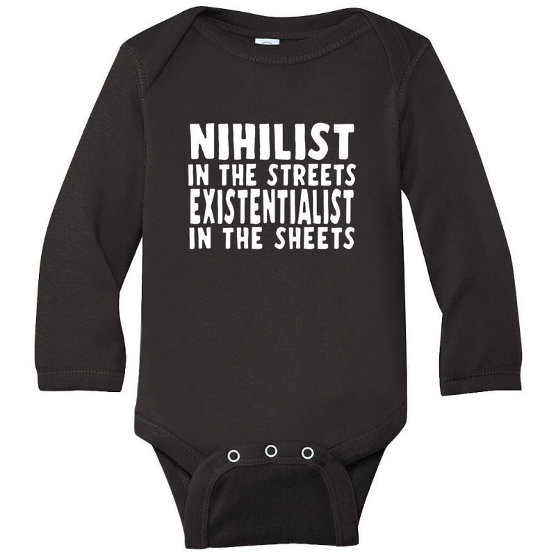 Nihilist In The Streets, Existentialist In The Sheets Long Sleeve Baby Bodysuit by selaynanas | Artistshot