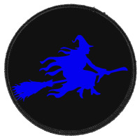 Witch Broom Flying Halloween Round Patch | Artistshot