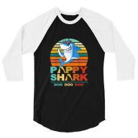 Pappy Shark Pappy Shark Lover Family Father's Day 3/4 Sleeve Shirt | Artistshot