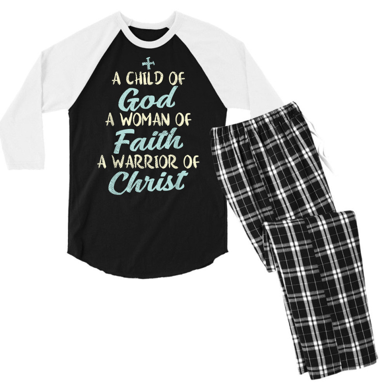 Child God Woman Faith Warrior Christ Jesus Christian Gift T Shirt Men's 3/4 Sleeve Pajama Set | Artistshot