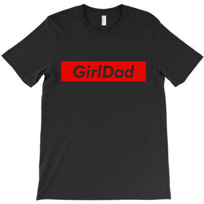 Dad Girl White Typography On Popular Red Block T-shirt Designed By Fun Tees