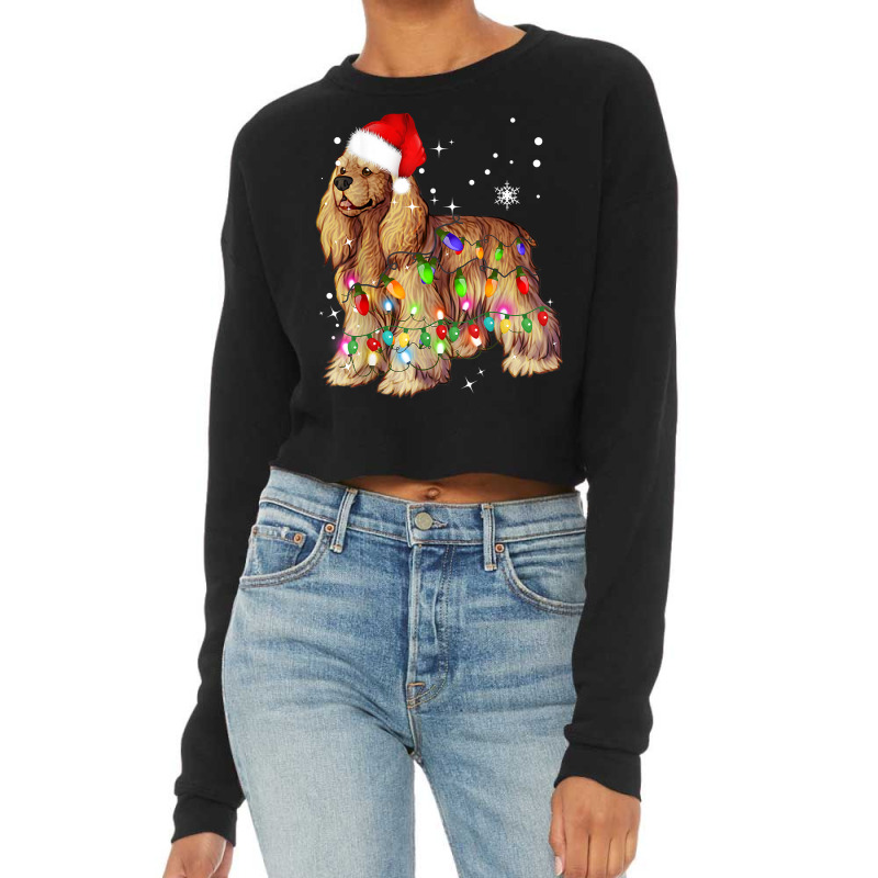 Christmas Lights Cocker Spaniel Dog T Shirt Cropped Sweater by johnjosephmenk | Artistshot