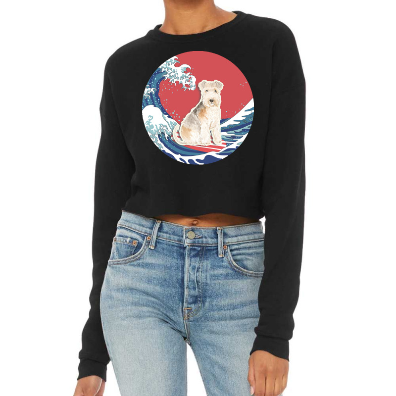 Lakeland Terrier T  Shirt Lakeland Terrier Gifts   Ocean Waves Surfing Cropped Sweater by elephantjellyfish | Artistshot