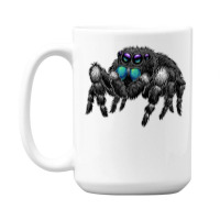 Daring Bold Jumping Spider Phidippus Audax Cute Arachnid T Shirt 15 Oz Coffee Mug | Artistshot