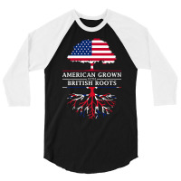 American Grown British Roots   Britain Union Jack T Shirt 3/4 Sleeve Shirt | Artistshot