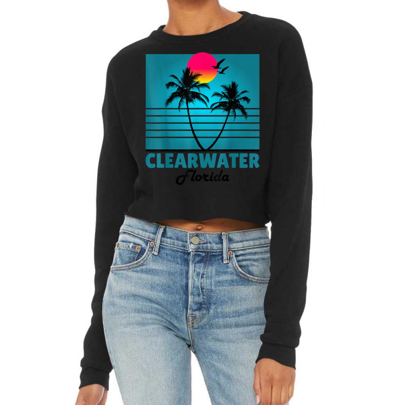 Clearwater Beach Florida Fl Retro Summer Palm Trees Tee T Shirt Cropped Sweater by nayarilorenzi | Artistshot