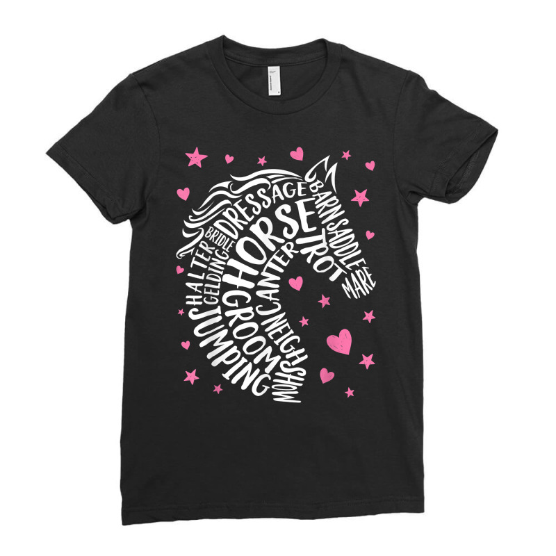 Horse Typography Word Art Girls Horseback Riding Equestrian T Shirt Ladies Fitted T-Shirt by copedoire | Artistshot