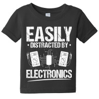 Electrician Easily Distracted By Electronics Electrician Baby Tee | Artistshot