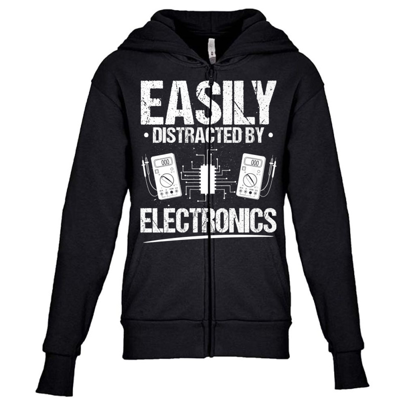 Electrician Easily Distracted By Electronics Electrician Youth Zipper Hoodie by urethrapricey | Artistshot