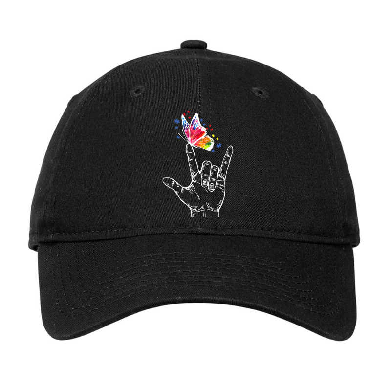 I Love You Hand Sign Language Butterfly Autism Awareness T Shirt Adjustable Cap by HUUY | Artistshot