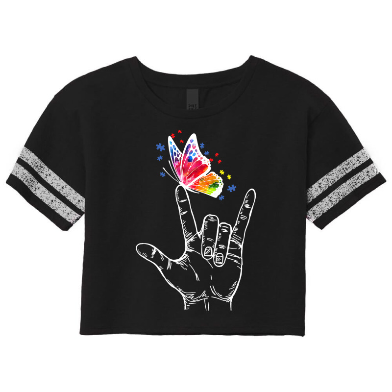 I Love You Hand Sign Language Butterfly Autism Awareness T Shirt Scorecard Crop Tee by HUUY | Artistshot