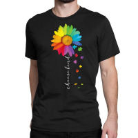 Womens Choose Kind Autism Awareness Rainbow Sunflower Warrior Gifts V Classic T-shirt | Artistshot