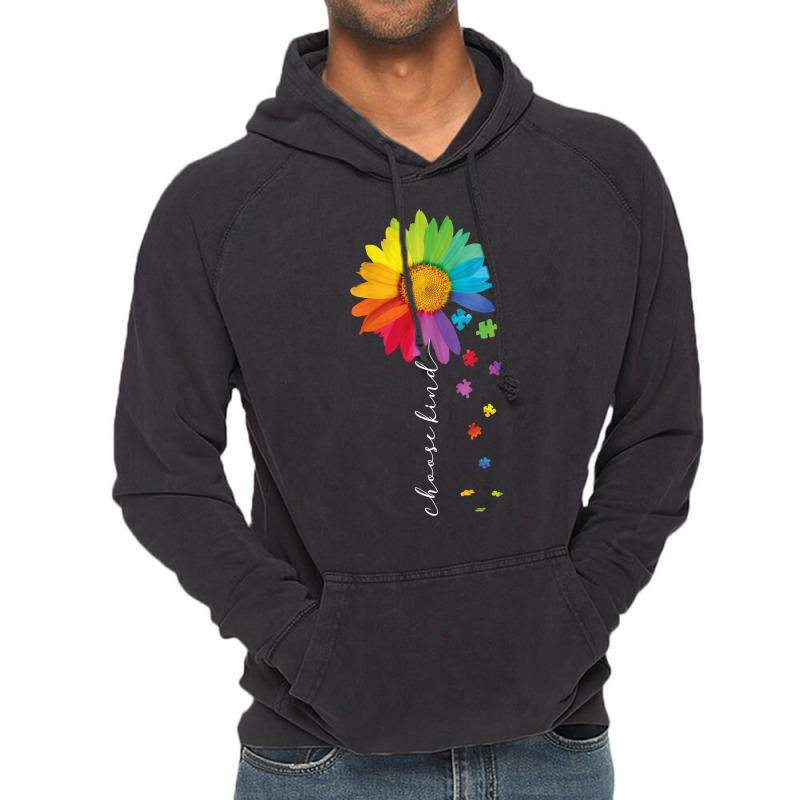 Womens Choose Kind Autism Awareness Rainbow Sunflower Warrior Gifts V Vintage Hoodie | Artistshot