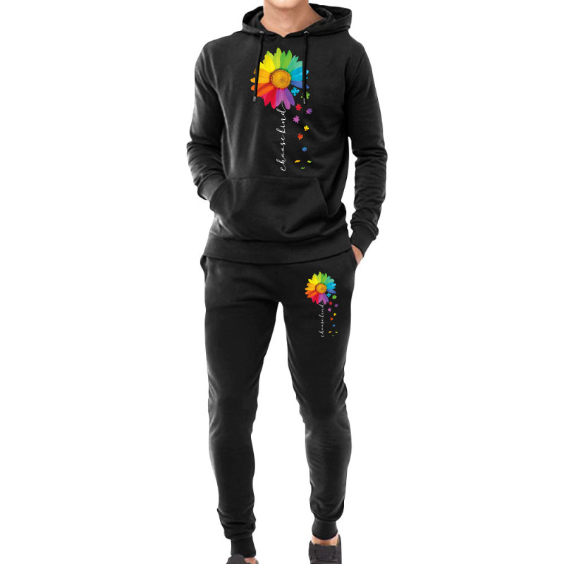 Womens Choose Kind Autism Awareness Rainbow Sunflower Warrior Gifts V Hoodie & Jogger Set | Artistshot