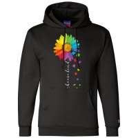 Womens Choose Kind Autism Awareness Rainbow Sunflower Warrior Gifts V Champion Hoodie | Artistshot