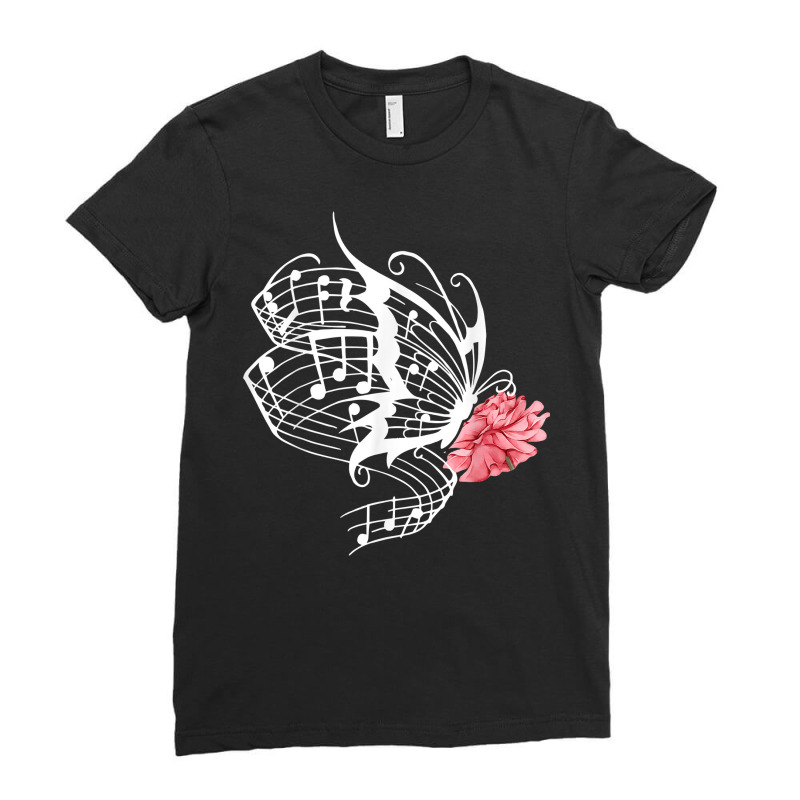 Music Butterfly Music Note Music Teacher Lover T Shirt Ladies Fitted T-Shirt by copedoire | Artistshot