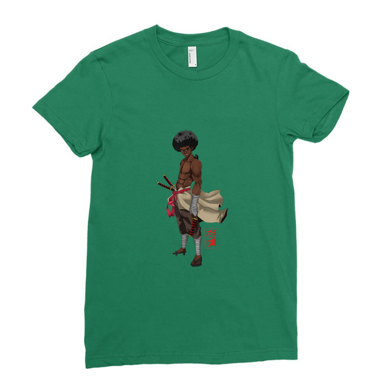 Samurai Afro Black Yasuke Sengoku Warrior Ronin Anime Fan Ladies Fitted T-Shirt by dwindupadi | Artistshot