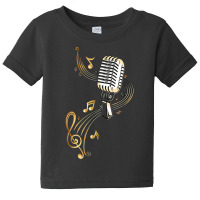 Microphone Shirt With Music Notes And Clef. Musician. . Baby Tee | Artistshot