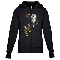 Microphone Shirt With Music Notes And Clef. Musician. . Youth Zipper Hoodie | Artistshot