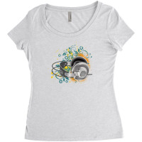 Music Animated Headphones Tshirt Women's Triblend Scoop T-shirt | Artistshot