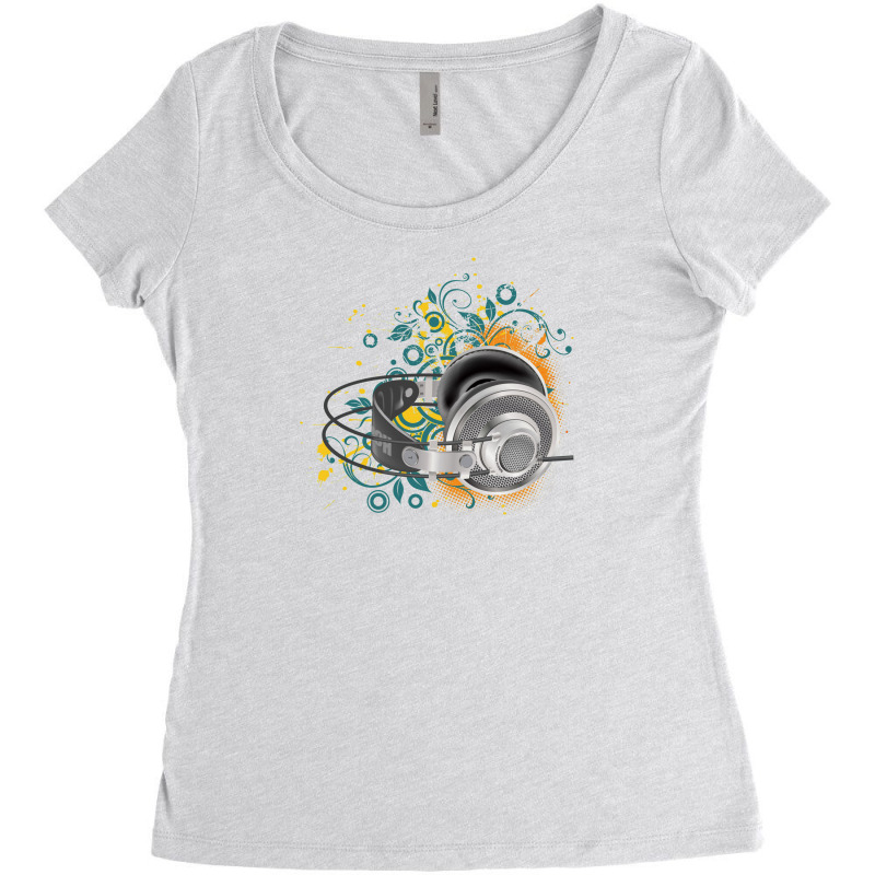 Music Animated Headphones Tshirt Women's Triblend Scoop T-shirt by Specstore | Artistshot